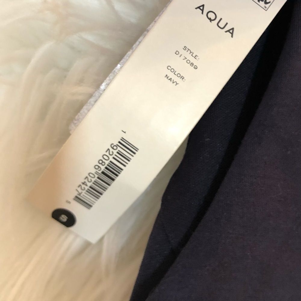 𝅺aqua high neck lace up skater dress in navy NWT - Picture 4 of 6